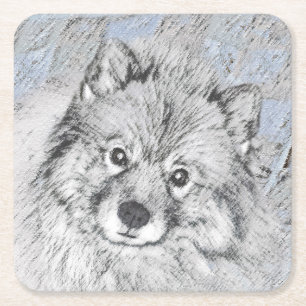 Porta-copo De Papel Quadrado Pintura de Keeshond Beth - Arte de Cachorro Origin
