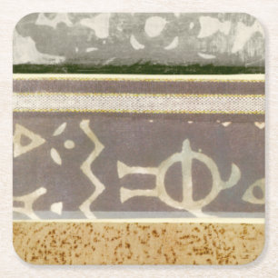 Porta-copo De Papel Quadrado Pintura de Padrão Tribal Contemporânea