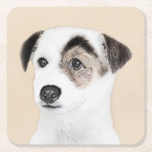 Porta-copo De Papel Quadrado Pintura de Parson Jack Russell Terrier - Arte Cani