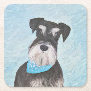Porta-copo De Papel Quadrado Pintura de Schnauzer (Miniatura) - Cachorro Origin