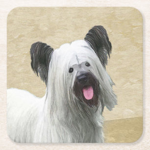 Porta-copo De Papel Quadrado Pintura de Skye Terrier - Arte de Cachorro Origina