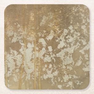 Porta-copo De Papel Quadrado Pintura Dourado abstrata com salpicos de prata