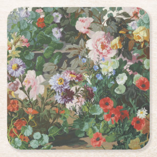 Porta-copo De Papel Quadrado Pintura floral de flores coloridas vintage bonitas