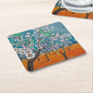 Porta-copo De Papel Quadrado Pintura Huerto de Almendros por Alfred Fox