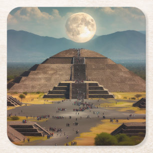Porta-copo De Papel Quadrado Pirâmide da Lua, Teotihuacan, Viagem do México