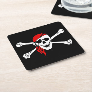 Porta-copo De Papel Quadrado Pirata Portas copos de Papel