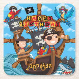 Porta-copo De Papel Quadrado Pirate Birthday Party