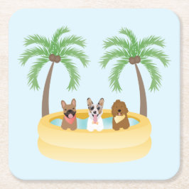 Porta-copo De Papel Quadrado Piscina de Natação dos Cães de Verão