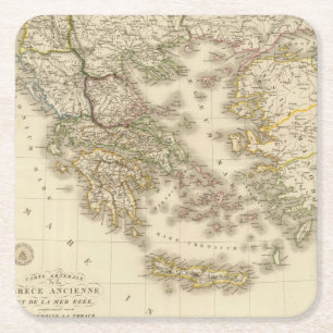 Porta-copo De Papel Quadrado Piscina histórica, mapa do atlas de Paris