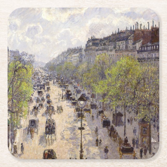Porta-copo De Papel Quadrado Pissarro - Boulevard Montmartre, Primavera (Frente)