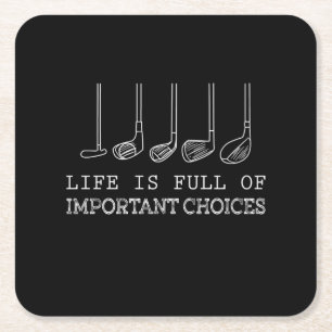 Porta-copo De Papel Quadrado Pista de Golfe A Vida É Cheio De Escolhas Importa