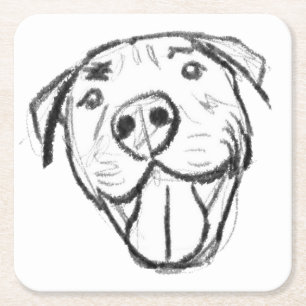 Porta-copo De Papel Quadrado pitbull desenhando simples amantes de cachorro pre