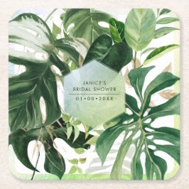Porta-copo De Papel Quadrado PixDezines Folhagem Tropical Monstera Variegada