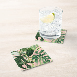 Porta-copo De Papel Quadrado PixDezines Folhagem Tropical Monstera Variegada