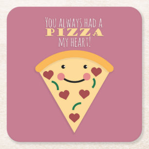 Porta-copo De Papel Quadrado Pizza Meu Coração