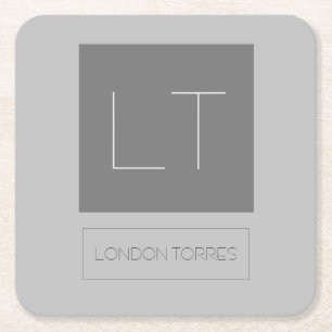 Porta-copo De Papel Quadrado Placa de Cinzas de Monograma Atrativo