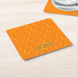Porta-copo De Papel Quadrado Placa de Circuito de Computador laranja amarelo NO