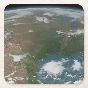 Porta-copo De Papel Quadrado Planeta Panorâmico Terra E Os Eua. 2