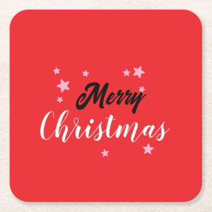 Porta-copo De Papel Quadrado Planície Minimalista Única Clássica de Feliz Natal