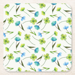 Porta-copo De Papel Quadrado Plantas De Aquarelas: Padrão Floral Sem Costura.