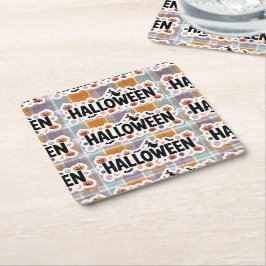 Porta-copo De Papel Quadrado Playful Halloween Plaid