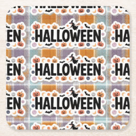 Porta-copo De Papel Quadrado Playful Halloween Plaid