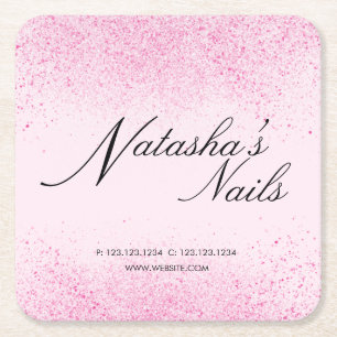 Porta-copo De Papel Quadrado Poeira brilhante cor-de-rosa