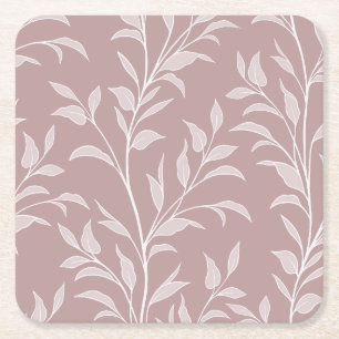 Porta-copo De Papel Quadrado Poesia de Folhas e Caules XL4b folhagem rosa antig