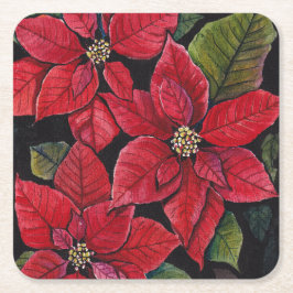Porta-copo De Papel Quadrado Poinsettia Vibrante Em Aquarela