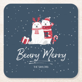 Porta-copo De Papel Quadrado Polar Beary Felry, ID851 de Natal
