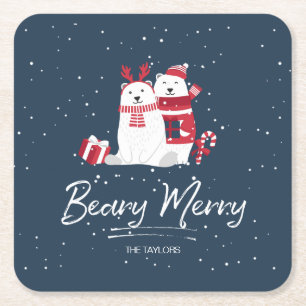 Porta-copo De Papel Quadrado Polar Beary Felry, ID851 de Natal