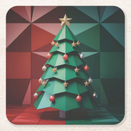 Porta-copo De Papel Quadrado  Polygonal Christmas Tree In Room Coaster Set