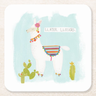 Porta-copo De Papel Quadrado Pom Pom Llama Rama - Llater Llosers