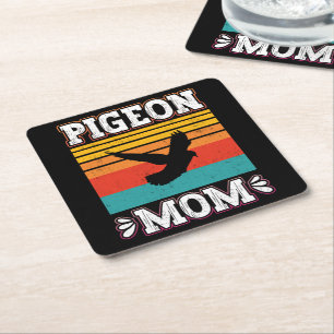 Porta-copo De Papel Quadrado Pombo Mãe Bird Fly Animal Cute Pigeon Birds Retro