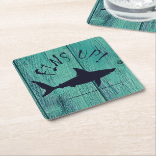 Porta-copo De Papel Quadrado Ponta Para Cima Excelente Tubarão Branco Madeira A