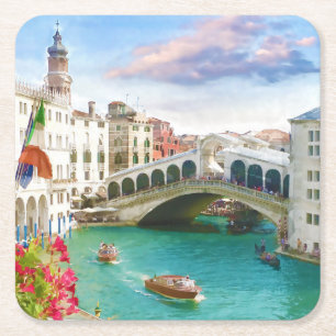 Porta-copo De Papel Quadrado Ponte Rialto em Veneza   Veneza, Porta copos da It
