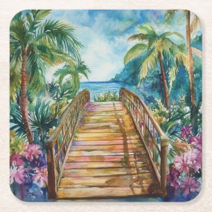 Porta-copo De Papel Quadrado Ponte Tropical