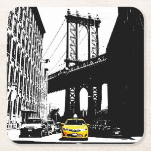 Porta-copo De Papel Quadrado Ponte Yellow Taxi Nyc Nova Iorque Brooklyn