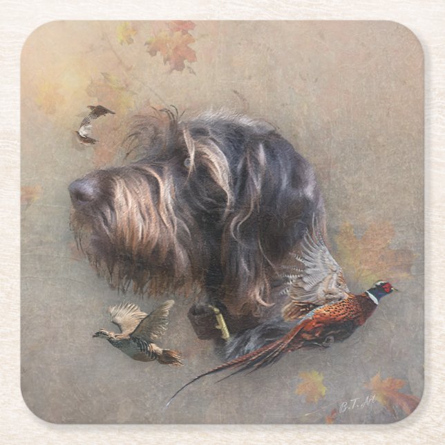 Porta-copo De Papel Quadrado Ponteiro alemão Wirehaired (Frente)