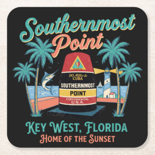 Porta-copo De Papel Quadrado Ponto Mais ao Sul Key West Vibração Tropical Retrô
