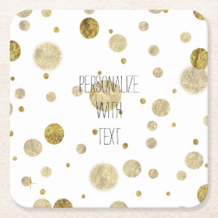 Porta-copo De Papel Quadrado Pontos de Confetti Dourados