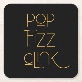 Porta-copo De Papel Quadrado Pop Fizz Clink Elegante Tipografia