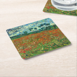Porta-copo De Papel Quadrado Poppy Field por Vincent Van Gogh Recebe