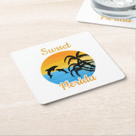 Porta-copo De Papel Quadrado Pôr do sol bonito na Flórida