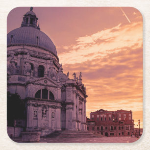 Porta-copo De Papel Quadrado Pôr do sol sobre Basilica em Veneza