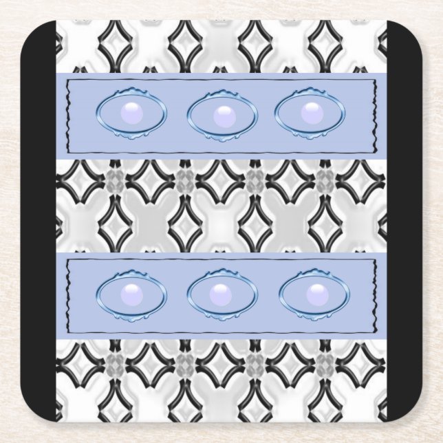 Porta-copo De Papel Quadrado Porta copos azul preto (Frente)