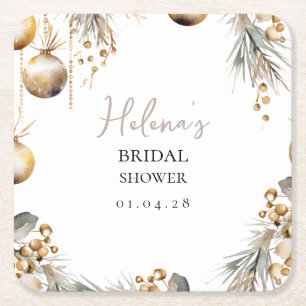 Porta-copo De Papel Quadrado Porta copos chá de panela Holly Christmas Design