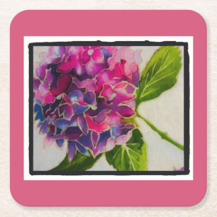 Porta-copo De Papel Quadrado Porta copos cor-de-rosa bonito do hydrangea