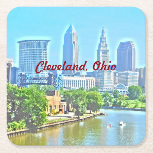 Porta-copo De Papel Quadrado Porta copos da arte da foto de Cleveland, Ohio