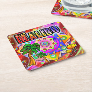 Porta-copo De Papel Quadrado Porta copos de Amigos Tropicais Malibu